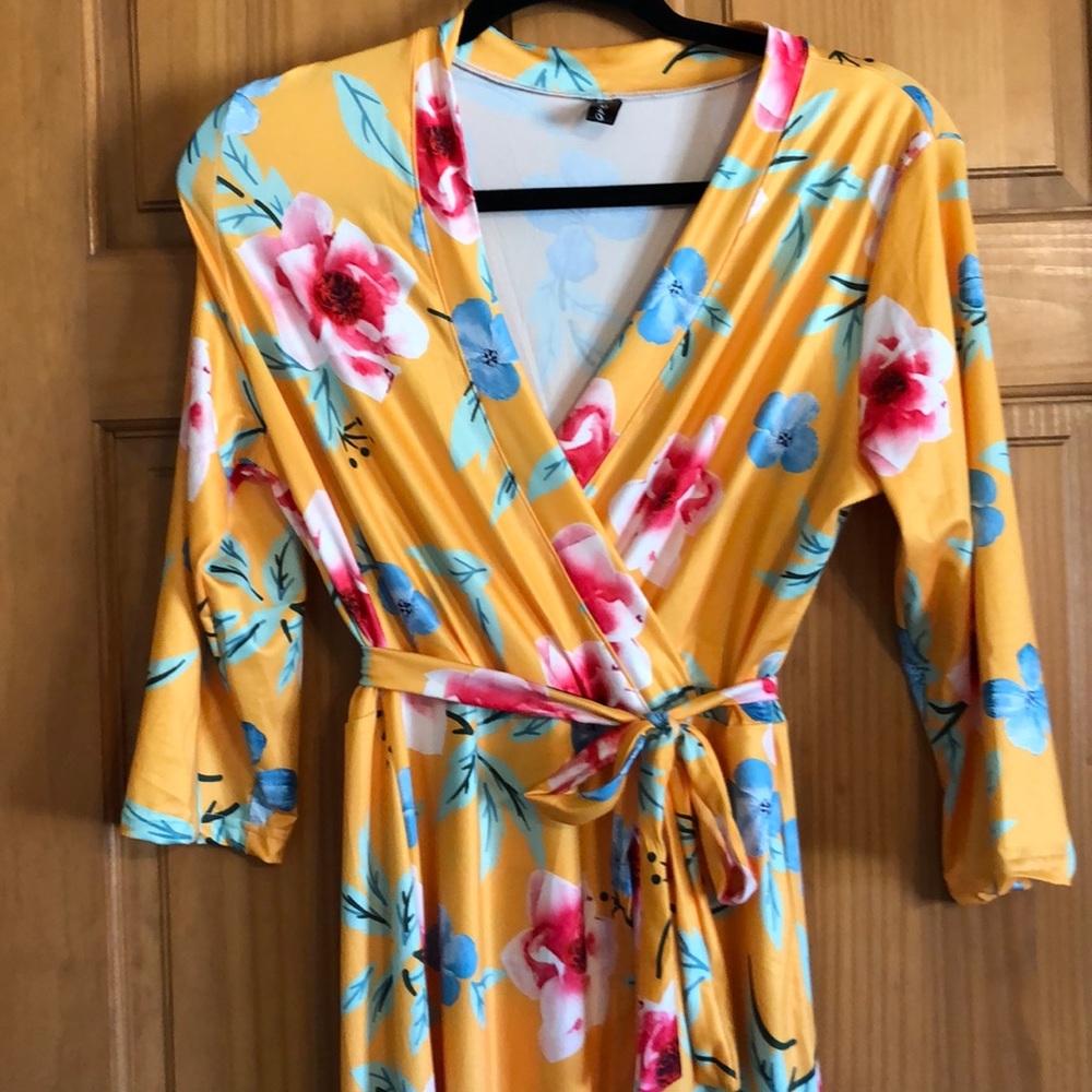 Yellow wrap dress